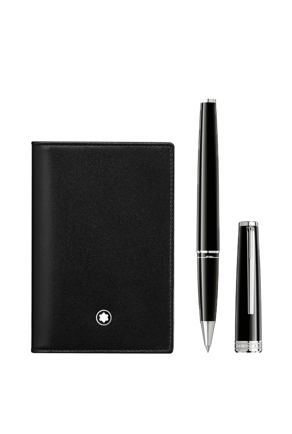 Set with PIX Black Rollerball Black and Meisterstück Business Card Holder Black