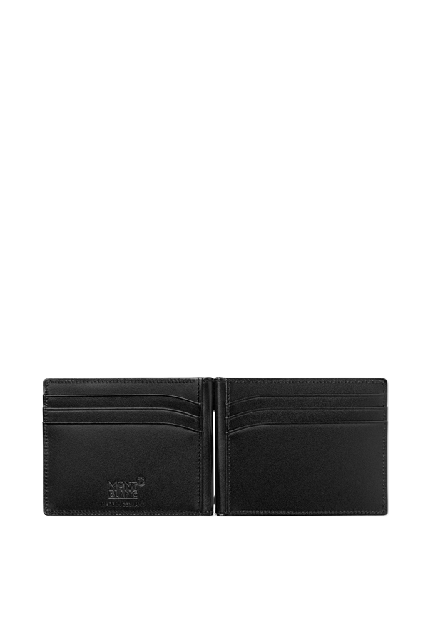 Montblanc Men's Meisterstuck 6 Cc With Money Clip Leather Wallet Black
