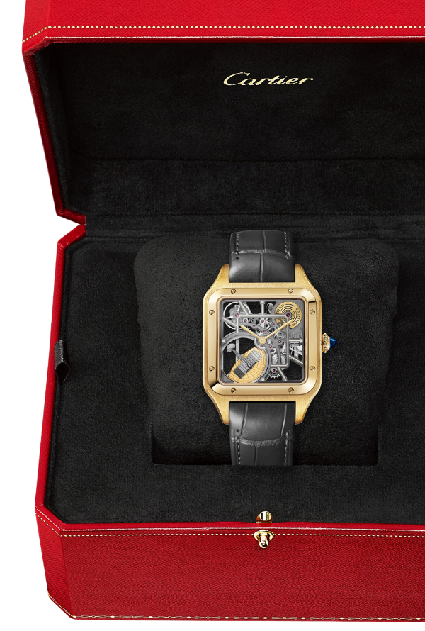 Santos-Dumont skeleton watch equipped with a micro-rotor