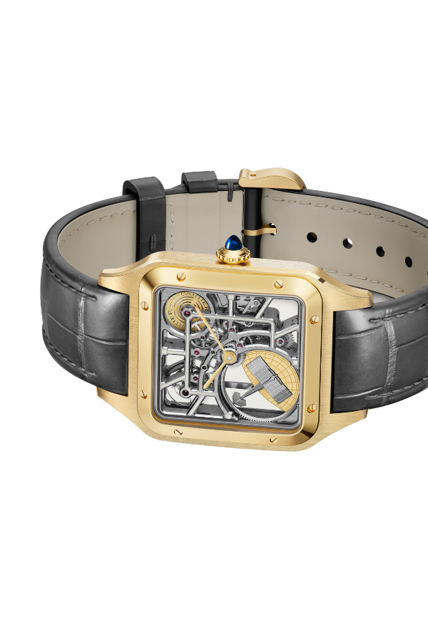 Santos-Dumont skeleton watch equipped with a micro-rotor