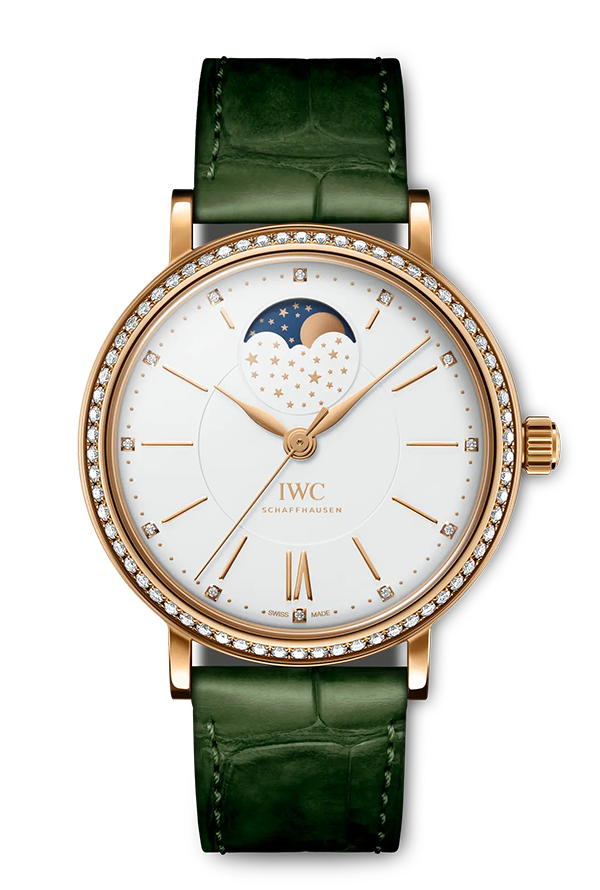 PORTOFINO MOON PHASE WITH GREEN STRAP IN RG - IW459014