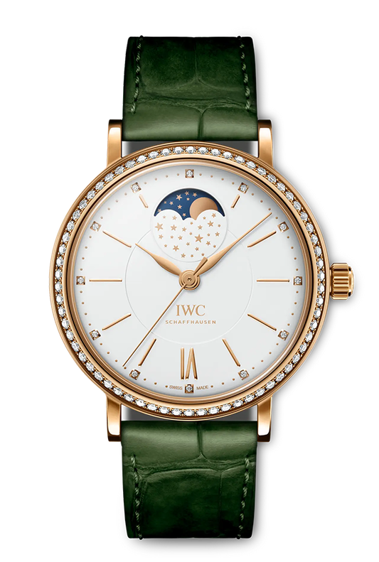 PORTOFINO MOON PHASE WITH GREEN STRAP IN RG - IW459014