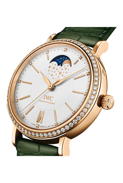PORTOFINO MOON PHASE WITH GREEN STRAP IN RG - IW459014