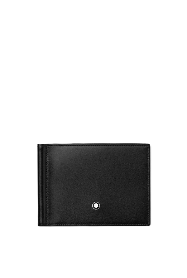 Montblanc Men's Meisterstuck 6 Cc With Money Clip Leather Wallet Black