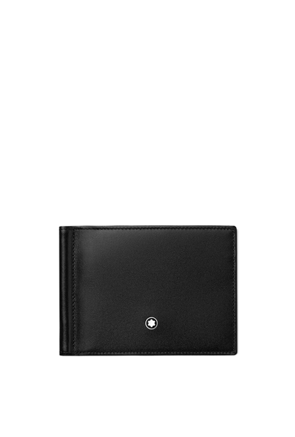 Montblanc Men's Meisterstuck 6 Cc With Money Clip Leather Wallet Black