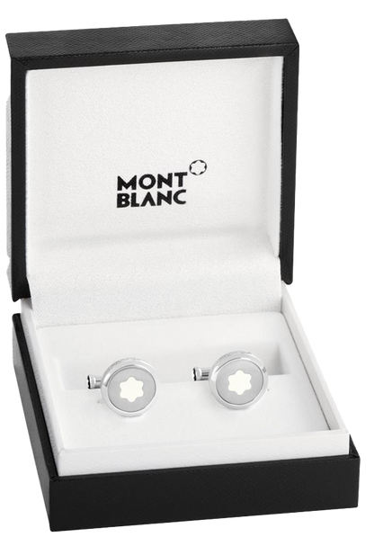 Starwalker Cufflinks, round in stainless steel with illuminating Montblanc emblem