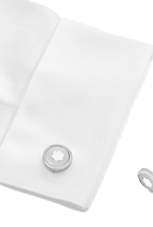 Starwalker Cufflinks, round in stainless steel with illuminating Montblanc emblem