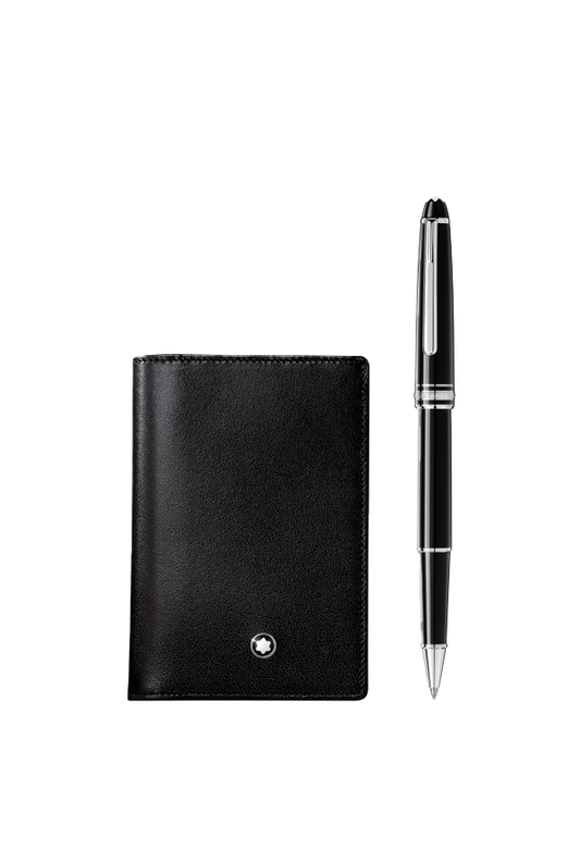 Set with Meisterstück Platinum-coated Classique Rollerball and Business Card Holder with Gusset