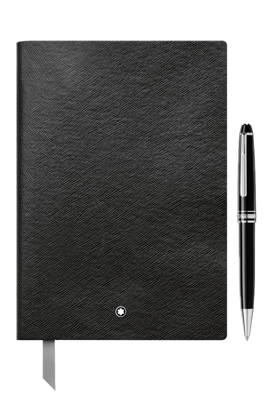Set with the Meisterstück Classique Platinum-Coated Ballpoint Pen and Notebook #146 in Black.