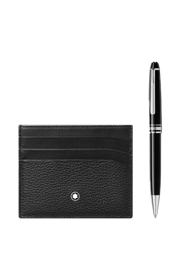Set with Meisterstück Platinum-Coated Classique Ballpoint Pen and Meisterstück Soft Grain Pocket 6cc