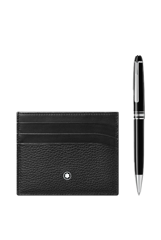 Set with Meisterstück Platinum-Coated Classique Ballpoint Pen and Meisterstück Soft Grain Pocket 6cc