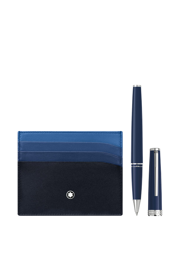 Set with PIX Blue Rollerball and Meisterstück Pocket Holder 6cc Blue