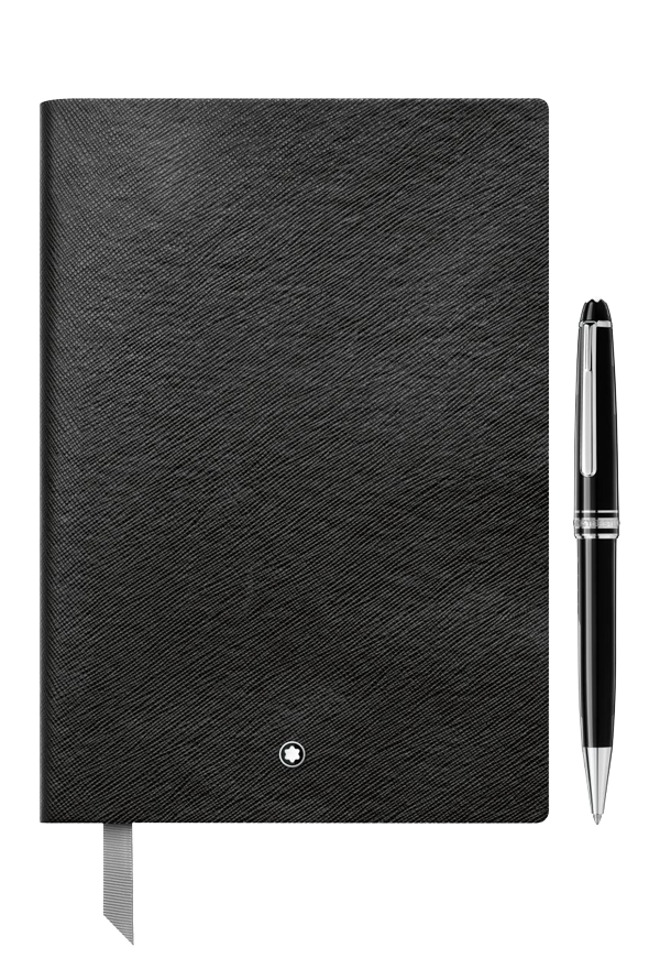 Set with the Meisterstück Classique Platinum-Coated Ballpoint Pen and Notebook #146 in Black.